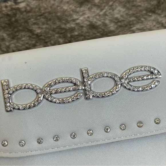 Y2K Bebe White Rhinestone belt bag fanny bag - Picture 4 of 13